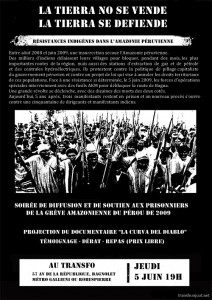 Jeudi 5 juin 2014 : Soirée d’information et de soutien aux prisonniers de la grève amazonienne de 2009 (Pérou)